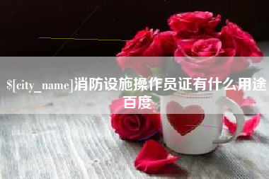 象山消防设施操作员证有什么用途百度